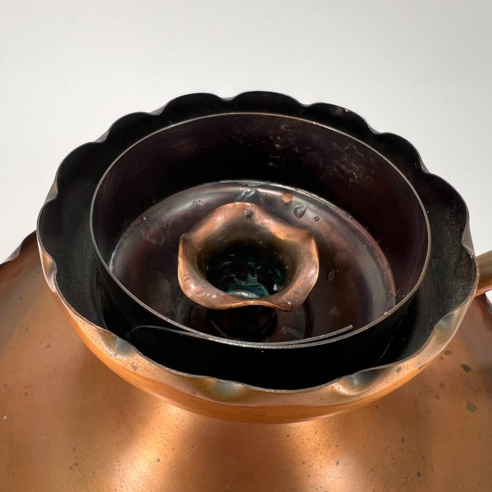 Vtg Gregorian Copper Drip Tray Table Chamber Candlestick Candle Holder Handle - Picture 10 of 15